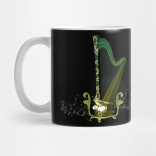 Celtic harp with celtic knot and flowers with bird Mug